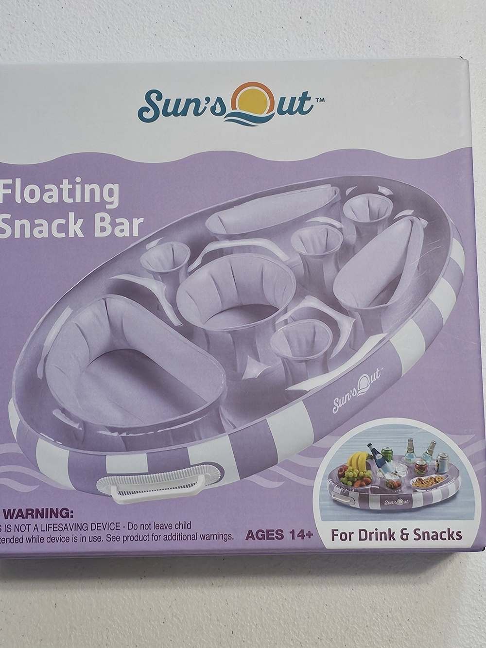 Purple Floating Snack Bar - Inflatable Pool Drink & Snack Holder